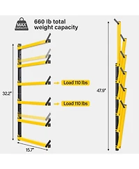 Xdovet Lumber Rack Folding Wall-Mounted Metal 6-Level Heavy Duty Garage Organizer Wood Storage Indoor Outdoor
