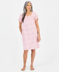 Charter Club Women's Short-Sleeve Square-Neck Pima Cotton Chemise, Macy's Exclusive