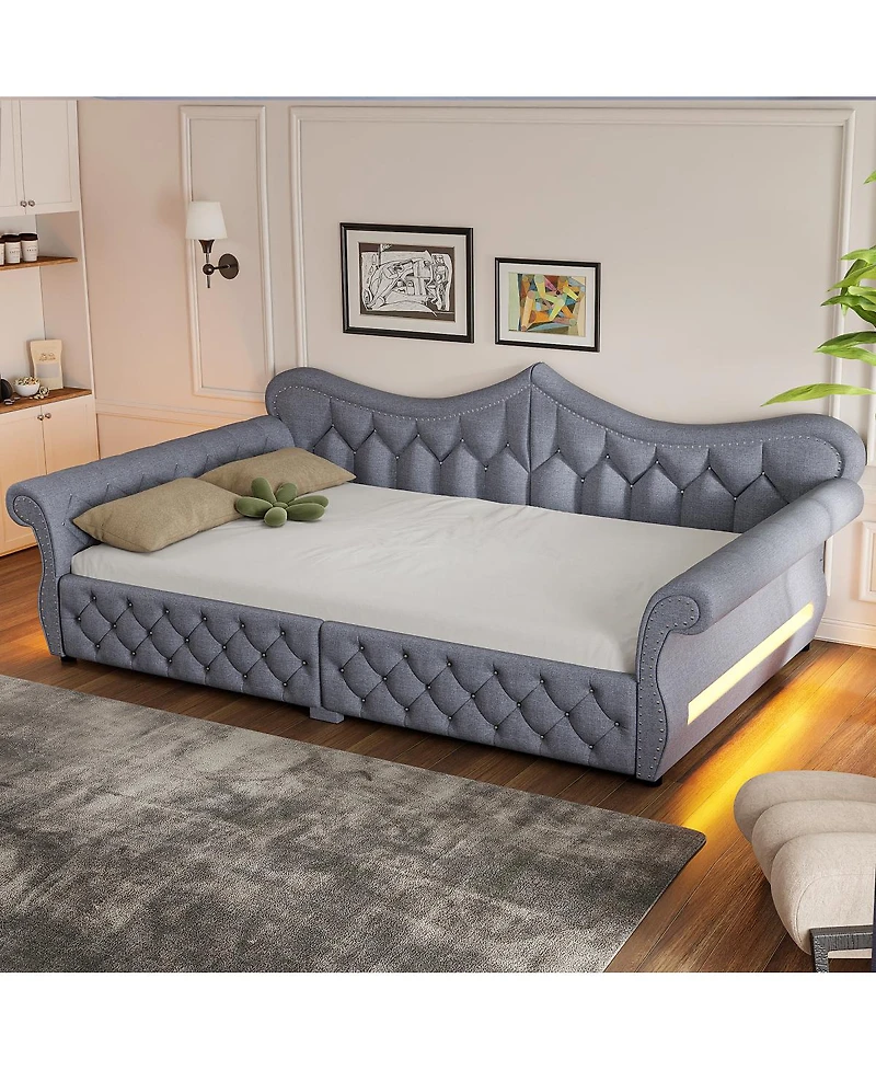 Streamdale Furniture Upholstered Led Daybed with Nailhead Trim