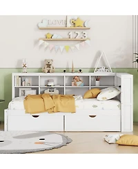 Streamdale Furniture Wooden Daybed with 2 Drawers Storage Shelf and Usb Ports