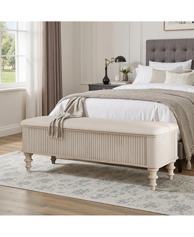 Streamdale Furniture 50.8-inch Multi-Functional Linen Storage Ottoman Bench