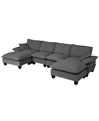 Streamdale Furniture Modular 6-Seater U-Shape Cloud Sofa with Movable Ottomans