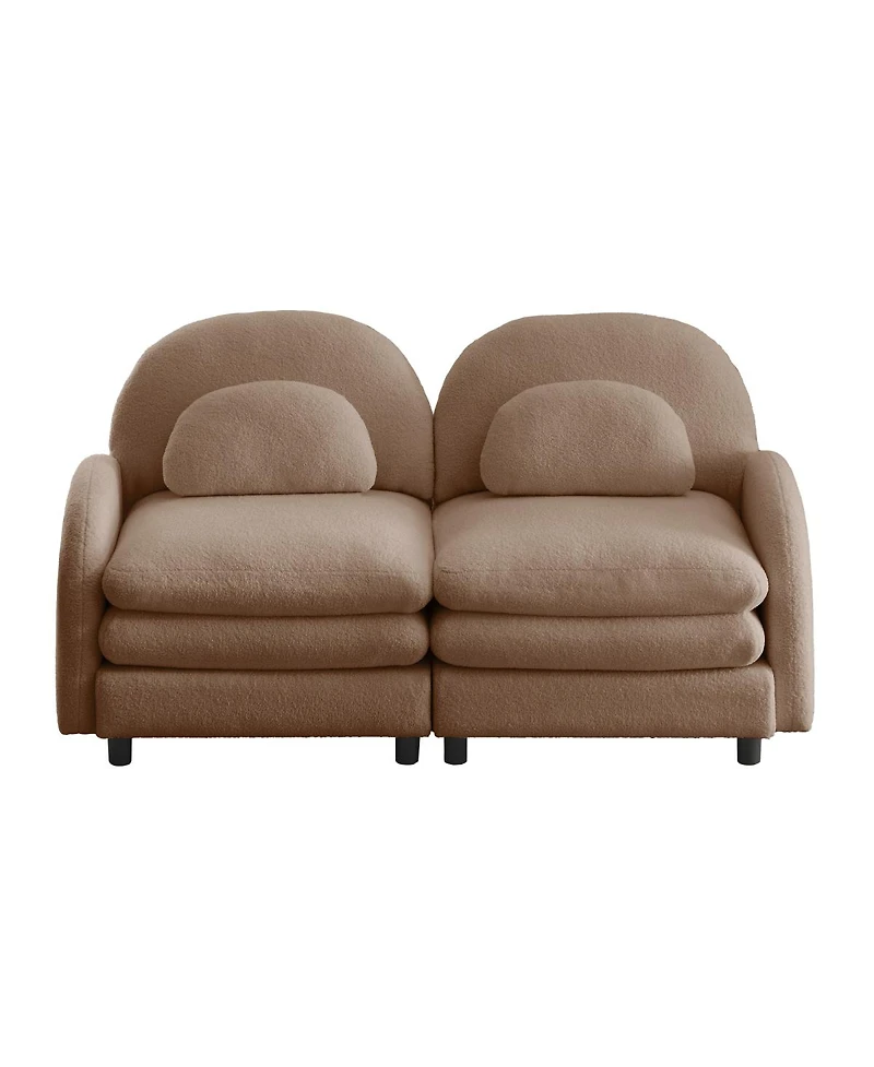 Streamdale Furniture Teddy Fabric Cloud-like 2-Seater Loveseat with Curved Backrest Camel