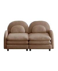 Streamdale Furniture Teddy Fabric Cloud-like 2-Seater Loveseat with Curved Backrest Camel