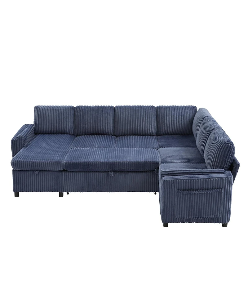 Streamdale Furniture 111'' U-Shaped Convertible Sectional Sofa Bed with Storage and Usb