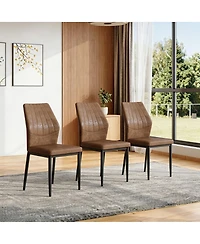 Streamdale Furniture Set of 3 Shell-Pattern Dining Chairs Ergonomic Tech Fabric 37 High