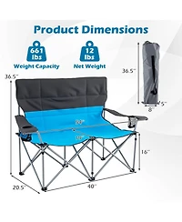 Mecale Double Camping Chair for Two with Cup Holders and Carry Bag, 660-lb Cap