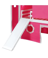 Streamdale Furniture Loft Bed with Slide Pink Tent and Tower