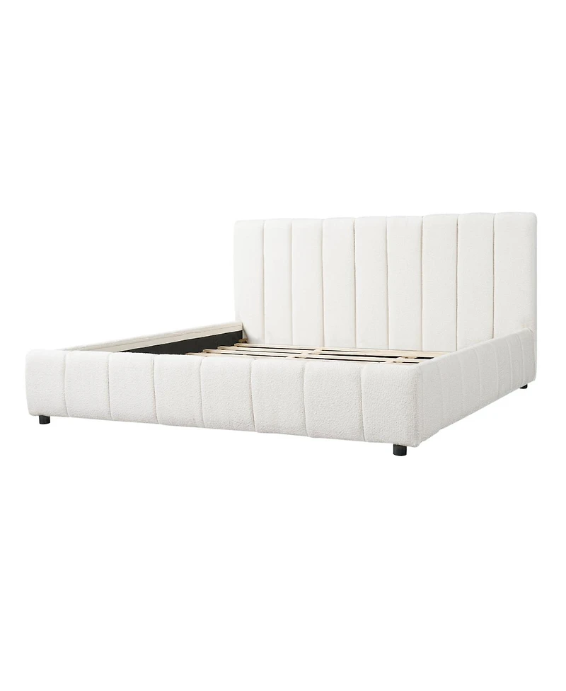Streamdale Furniture King Size Boucle Upholstered Bed Frame with Thick Headboard