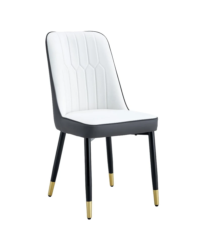 Streamdale Furniture Modern Dual-Tone Pu Leather Dining Chairs with Metal Legs (Set of 4)