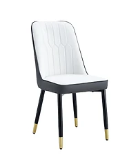 Streamdale Furniture Modern Dual-Tone Pu Leather Dining Chairs with Metal Legs (Set of 4)