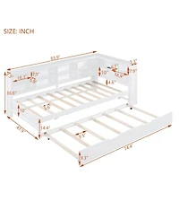 Streamdale Furniture Wooden Twin Daybed with Trundle Storage Shelf and Usb Ports