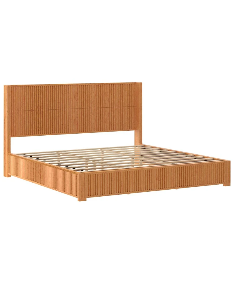 Streamdale Furniture Solid Wood King Platform Bed Frame with Headboard Easy Assembly