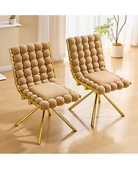 Streamdale Furniture Tufted Ball Backrest Swivel Chair with Gold Metal Legs