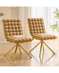 Streamdale Furniture Tufted Ball Backrest Swivel Chair with Gold Metal Legs