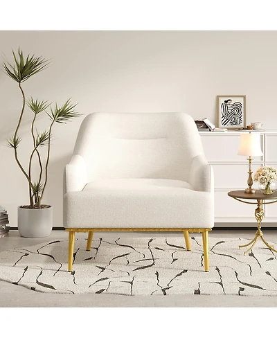 Streamdale Furniture Modern Upholstered Accent Chair with Gold Metal Legs