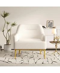Streamdale Furniture Modern Upholstered Accent Chair with Gold Metal Legs