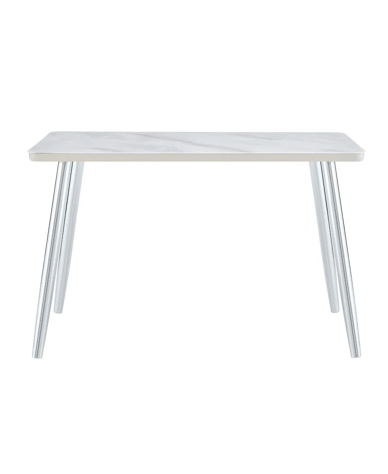 Streamdale Furniture Modern Minimalist Rectangular Dining Table with Faux Marble Top and Metal Legs