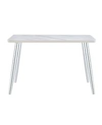 Streamdale Furniture Modern Minimalist Rectangular Dining Table with Faux Marble Top and Metal Legs