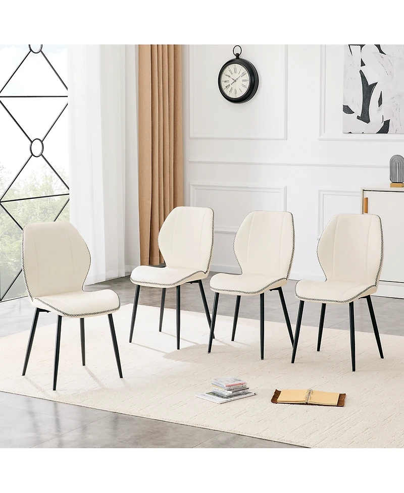 Streamdale Furniture 4-Pack Luxury Pu Leather Dining Chairs with Adjustable Metal Legs