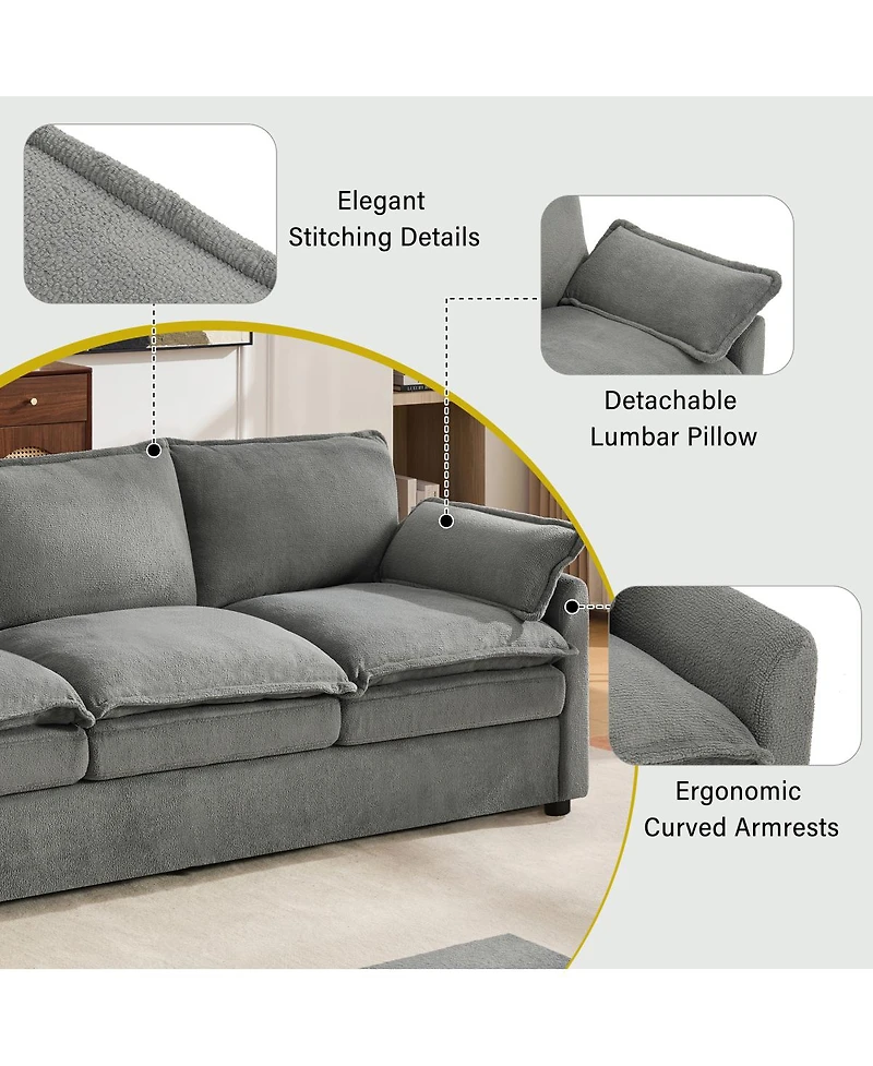 Streamdale Furniture Modern Plush Upholstered Sofa Set with Storage Pockets