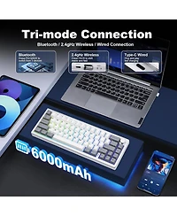 Lamicall AL68 60% Knob Tri-Mode Hot Swap Keyboard Cocoa Cream V2 Linear