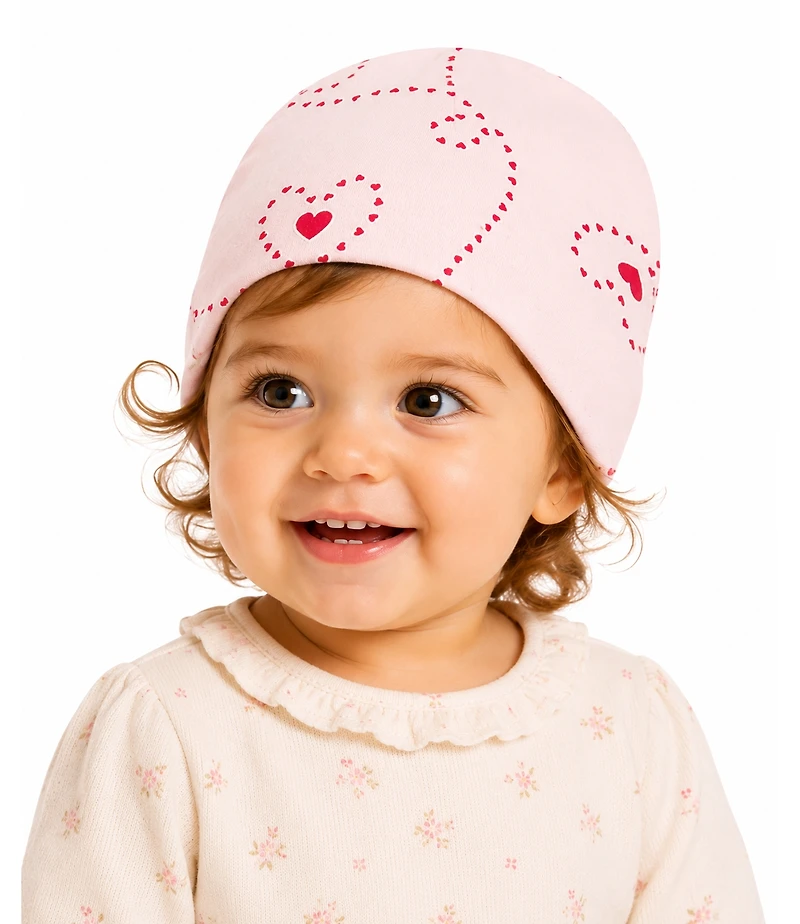 MeMoi Baby Girls 1M- 6M "Entangled Hearts" 100% Cotton Beanie