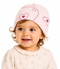 MeMoi Baby Girls 1M- 6M "Entangled Hearts" 100% Cotton Beanie
