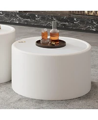 Streamdale Furniture Round Coffee Table with Tempered Glass Top and Hidden Storage