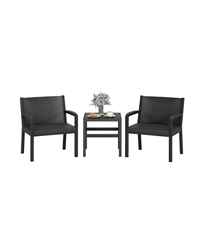 Gouun Modern Pp Rattan Armchair and Side Table Patio Set