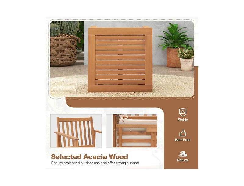 Boyel Living Patio Wood Furniture Set with soft Cushions for Porch