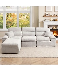 Streamdale Furniture L-Shaped Slub Chenille Corner Chaise Sofa