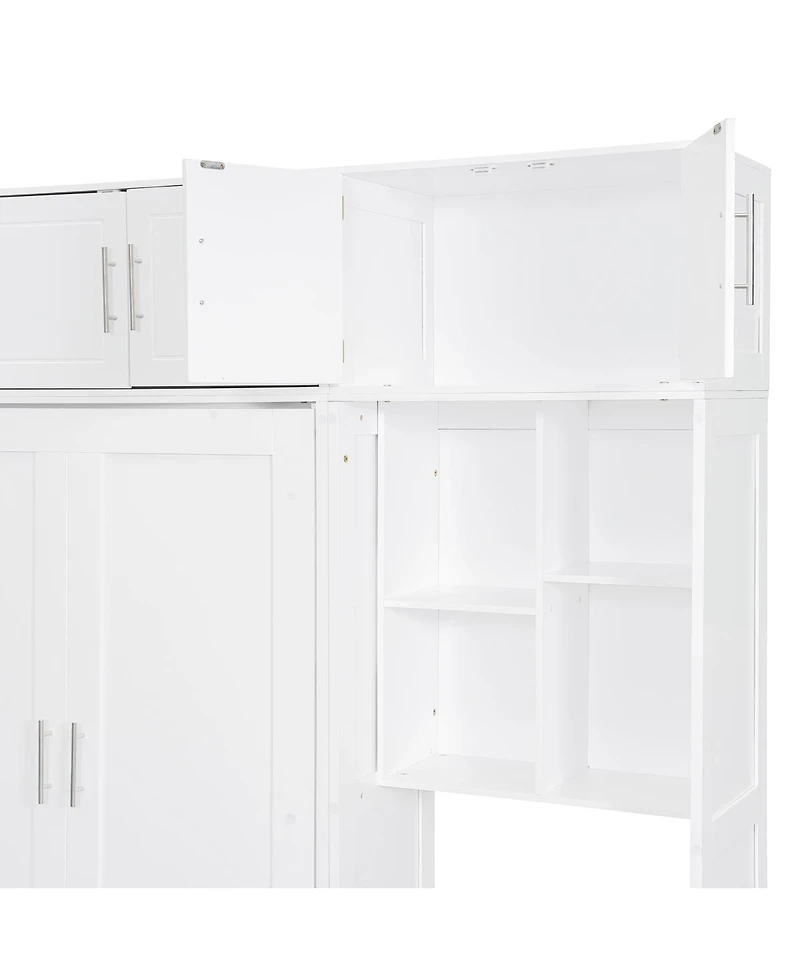 Streamdale Furniture Full Size Murphy Bed with Desk Top Cabinet and Storage Shelves