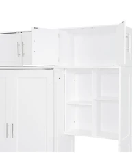 Streamdale Furniture Full Size Murphy Bed with Desk Top Cabinet and Storage Shelves
