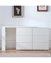 Streamdale Furniture 6-Drawer L-Shaped Vanity Desk and Dresser Combo