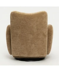 Streamdale Furniture 360 Swivel Accent Chair Chenille Fabric Upholstered Sofa Dark Camel