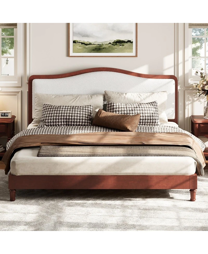Streamdale Furniture Queen Size Platform Bed with Upholstered Headboard