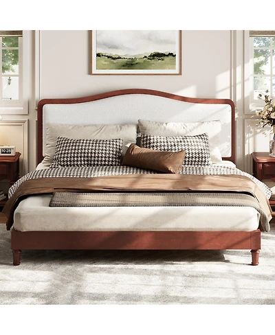 Streamdale Furniture Queen Size Platform Bed with Upholstered Headboard