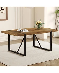 Streamdale Furniture Rustic Industrial Rectangular Wood Dining Table for 4-6 People