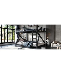 Streamdale Furniture Queen over Queen Metal Bunk Bed with Upgraded Support Slats