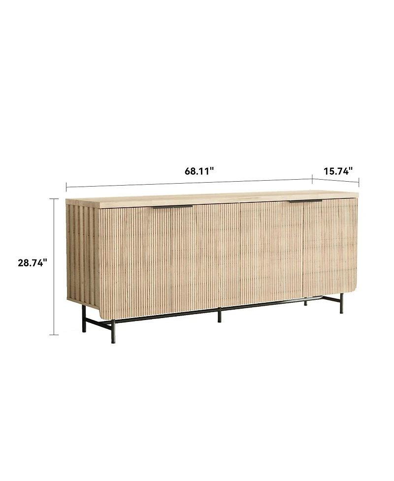 Streamdale Furniture 68'' Modern Scandinavian Led Sideboard Buffet Cabinet