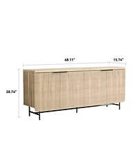 Streamdale Furniture 68'' Modern Scandinavian Led Sideboard Buffet Cabinet