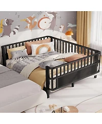 Streamdale Furniture Full Size Metal Platform Bed with Rails Black