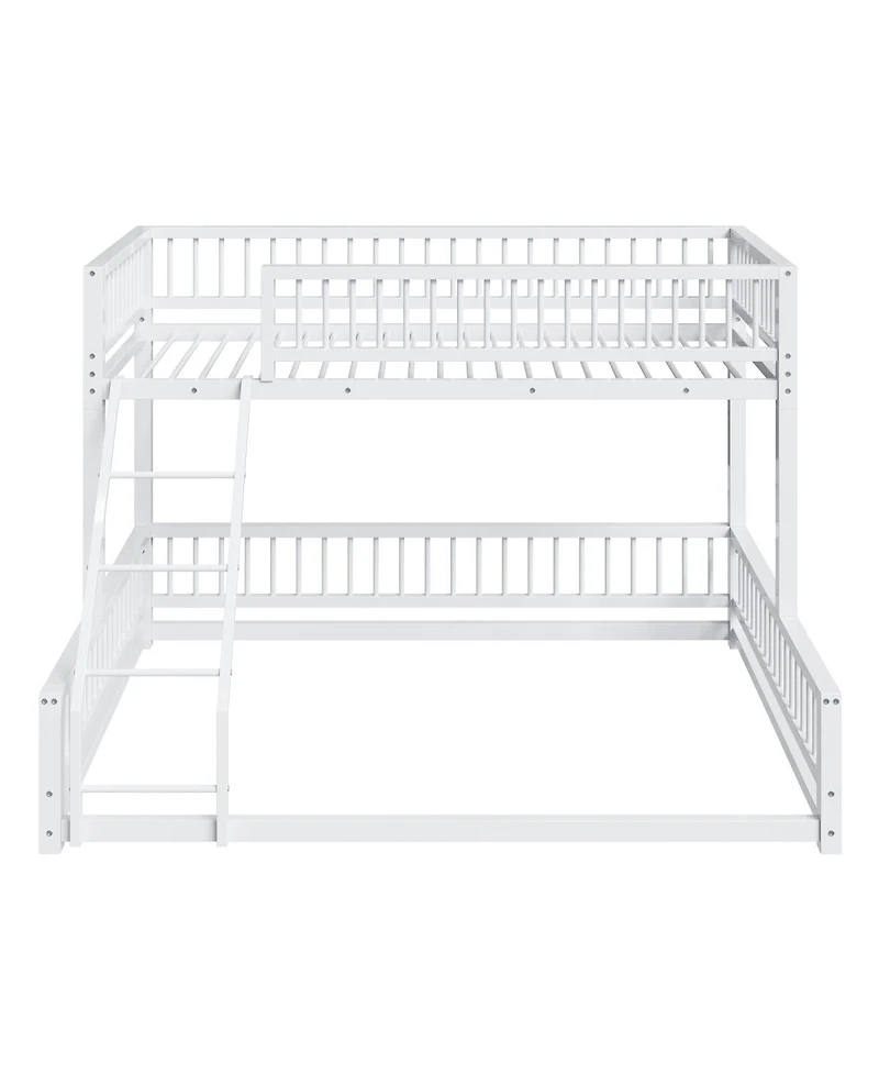 Streamdale Furniture Twin Xl over Queen Floor Bunk Bed with Ladder and Guardrails