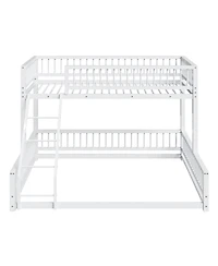 Streamdale Furniture Twin Xl over Queen Floor Bunk Bed with Ladder and Guardrails