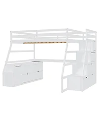 Streamdale Furniture Full Size Loft Bed with 7 Drawers 2 Shelves and Desk