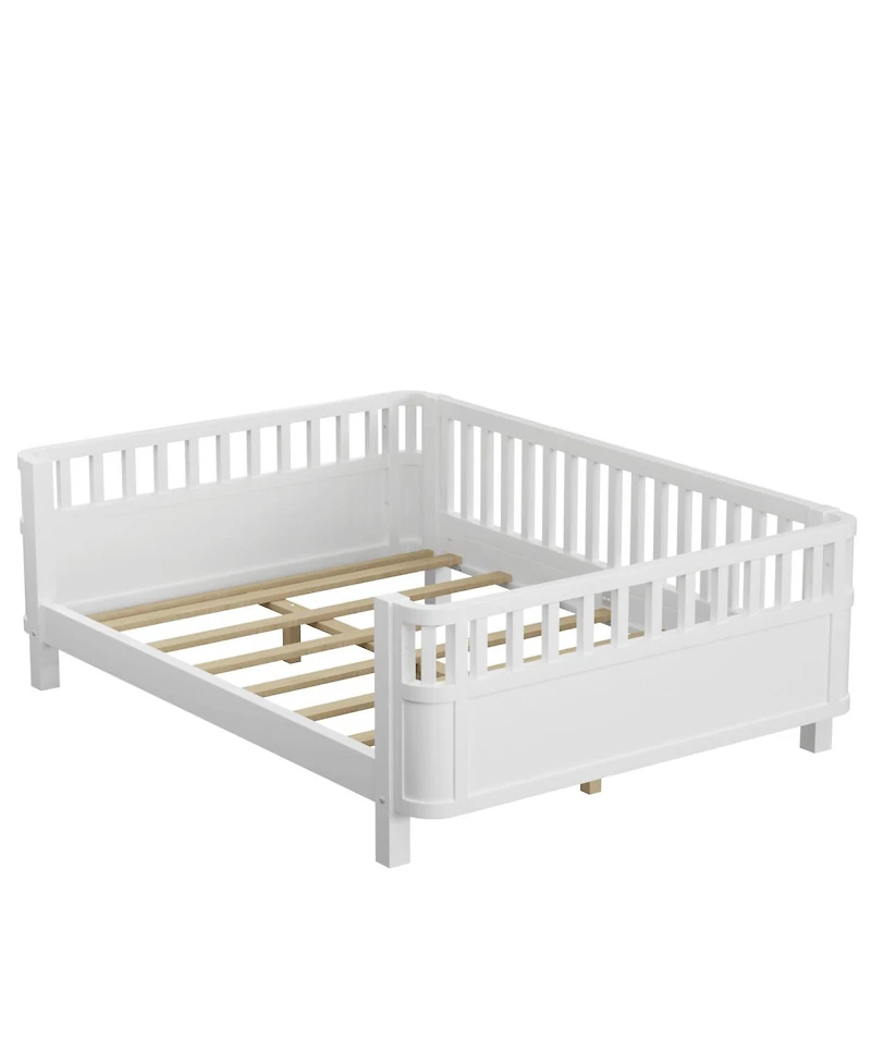 Streamdale Furniture Full Size Wood Platform Bed with Rails for Kids