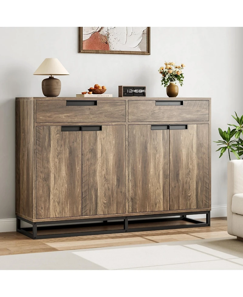 homfan Sideboard Buffet Cabinet with Storage 55" Accent Drawers and Doors for Kitchen Dining Room Living