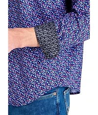 Society of Threads Men's Regular Fit 4-Way Stretch Performance Clustered Petal Long Sleeve Button Down