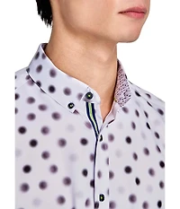 Society of Threads Men's Regular Fit 4-Way Stretch Performance Blurred Dot Short Sleeve Button Down